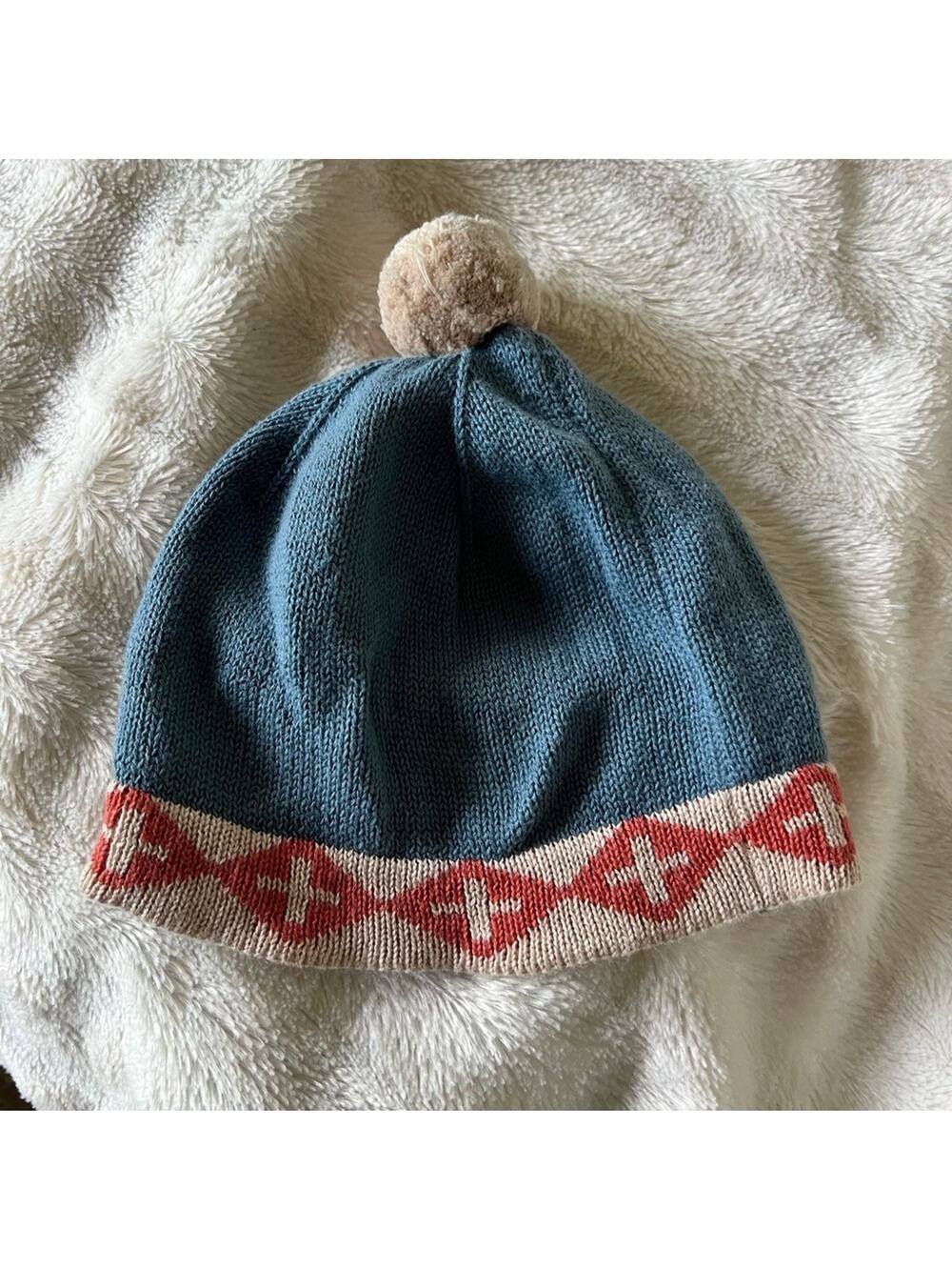 Pendleton PomPom Blue Knit Baby Hat
